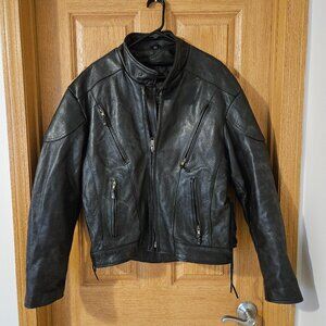 Vintage Unik PaddedLeather Motorcycle Jacket Size 44/Large - SO MANY FEATURES!!!